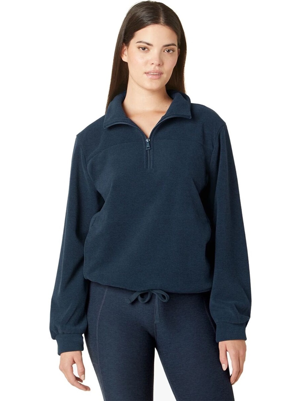 Beyond Yoga Women’s Navy Blue New Terrain Quarter Zip Pullover, Size Medium